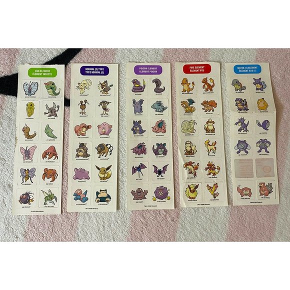 Vintage Sandylion Bug Normal Poison Fire & Water Element Pokemon Stickers - Picture 1 of 5